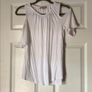 Loft cut out sleeve white top